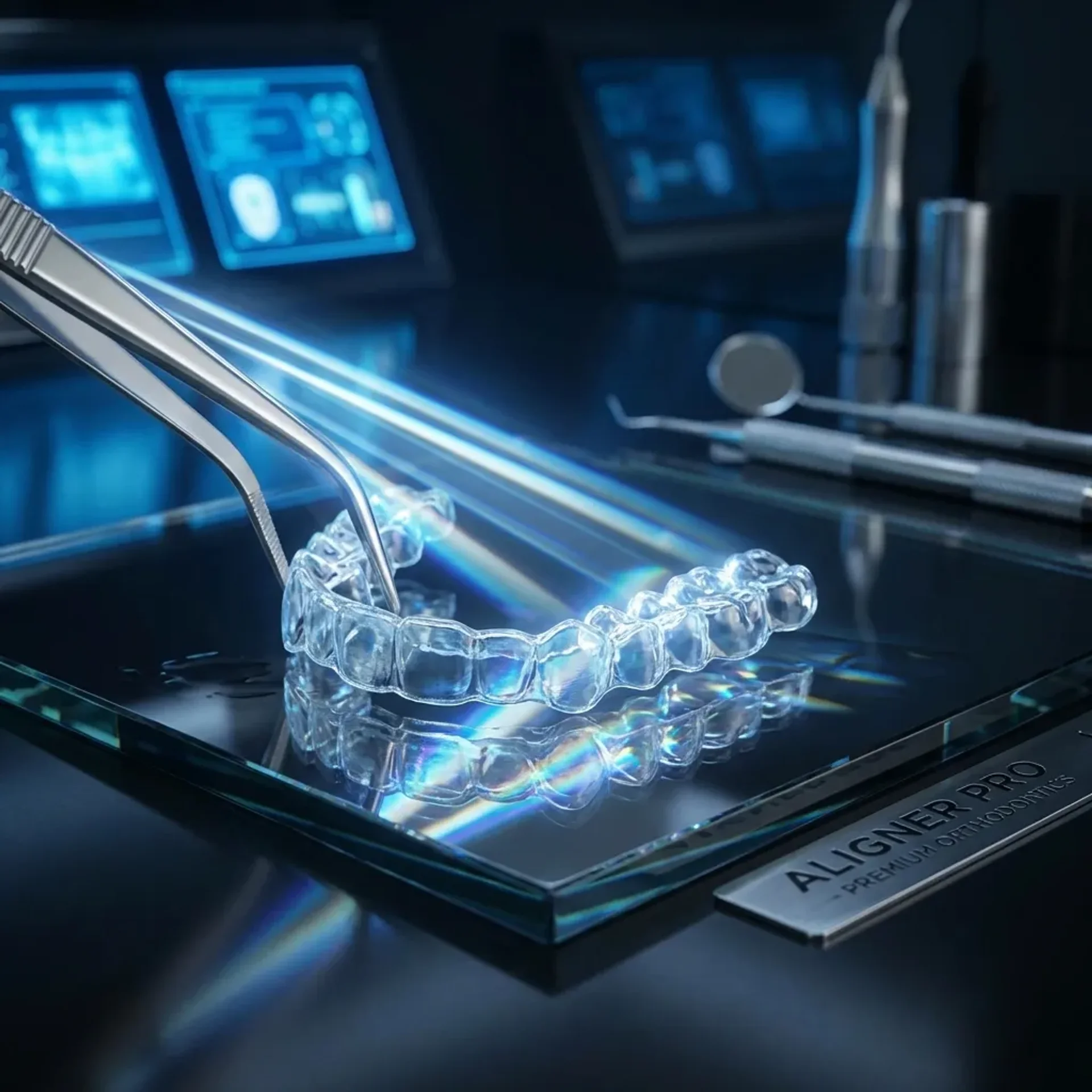 Alineador transparente Invisalign en mano de especialista